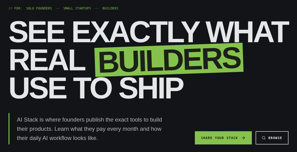 AI Stack - See What Real Builders Use to Ship